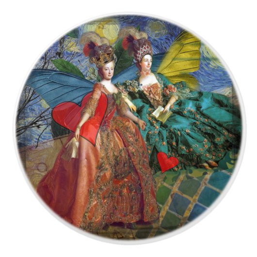 Classic Gothic Gemini Whimsical Butterfly Weibchen Keramikknauf (Vorderseite)