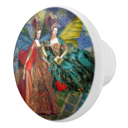 Classic Gothic Gemini Whimsical Butterfly Weibchen Keramikknauf (Rechts)