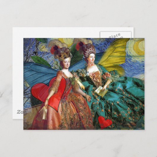 Classic Gothic Gemini Whimsical Butterfly Weibchen Postkarte (Vorne/Hinten)