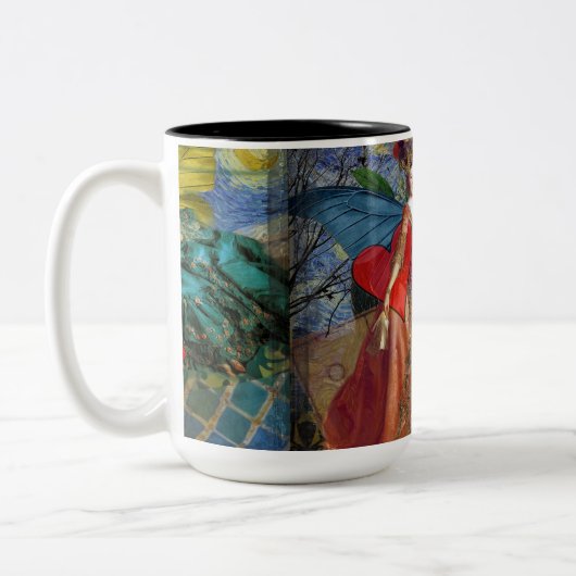 Classic Gothic Gemini Whimsical Butterfly Weibchen Zweifarbige Tasse (Links)