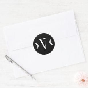 Classic Gothic Monogram Moon Umschlag Aufkleber