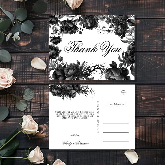 Classic Gothic White Wedding Vielen Dank Postkarte