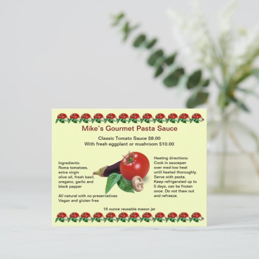 Classic Gourmet Pasta Sauce Postkarte (Stehend Vorderseite)