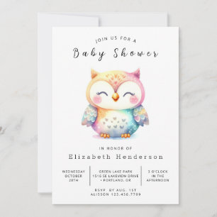 Classic Graceful Owl Baby Dusche Einladung