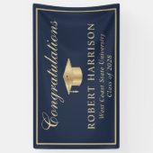 Classic Grad Cap Blue Gold Abschluss Willkommen Banner (Vertikal)