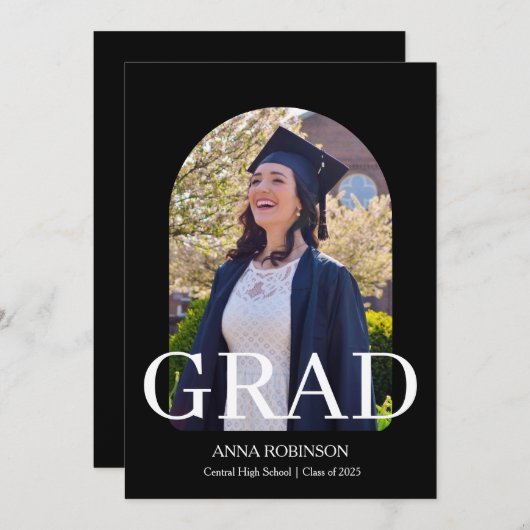 Classic Graduate Photo Template Graduation Einladung (Vorne/Hinten)