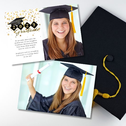 Classic Graduation Cap Black Gold Foto Ankündigung
