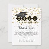 Classic Graduation Cap Black Gold Foto Dankeskarte (Vorderseite)