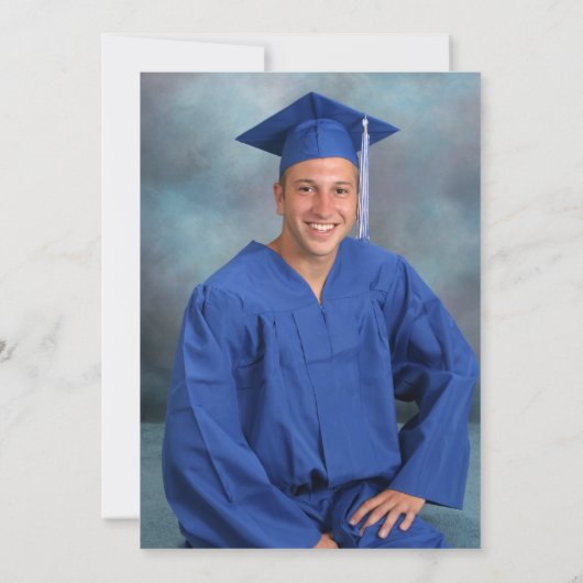 Classic Graduation Cap Blue Gold Football Foto Einladung (Rückseite)