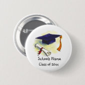 Classic Graduation Cap & Diploma Button (Vorne & Hinten)