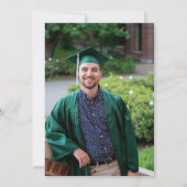 Classic Graduation Cap Green Gold Football Foto Einladung (Rückseite)