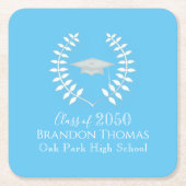Classic Graduation Party Carolina Blue Custom Rechteckiger Pappuntersetzer (Vorderseite)
