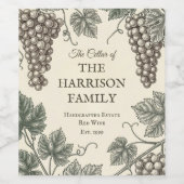 Classic Grapevine Vintage Winery Weinetikett (Einzelnes Label)
