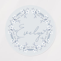 Classic Gray Blue Blume Design Round Labels