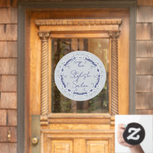 Classic Gray Blue Flowers Clings Business Zuhause