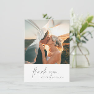 Classic Gray Foto Elegante Hochzeit Dankeskarte