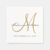 Classic Gray Gold Monogram Elegant Wedding Serviette (Vorderseite)