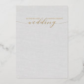 Classic Gray Linen Wedding Gold Foil Einladung (Rückseite)