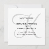 Classic Gray Monogram Save the Date (Vorderseite)