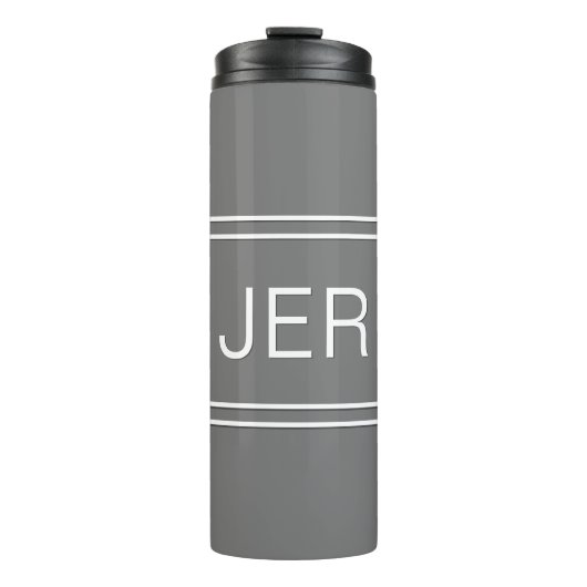 Classic Gray Personalisiert Monogram Initials Drin Thermosbecher (Vorderseite)