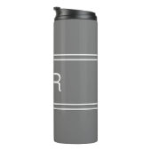Classic Gray Personalisiert Monogram Initials Drin Thermosbecher (Nach rechts gedreht)
