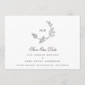 Classic Gray QR CODE Wreath Wedding Foto Save The Date (Vorderseite)