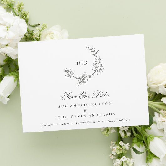 Classic Gray QR CODE Wreath Wedding Foto Save The Date