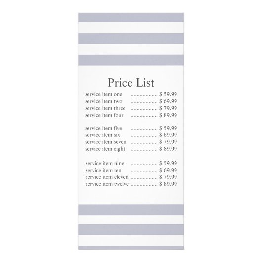 Classic Gray Stripe Business Price Werbekarte (Vorne)