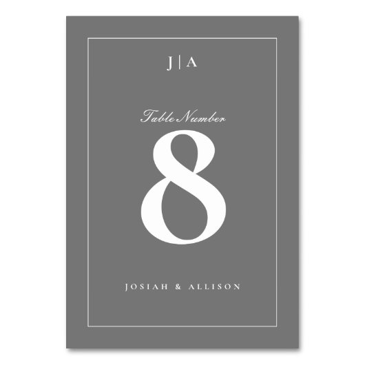 Classic Gray Wedding Tischnummer (Rückseite)