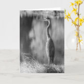 Classic Great Blue Heron Black & White Fotografy Karte (Gelbe Blume)