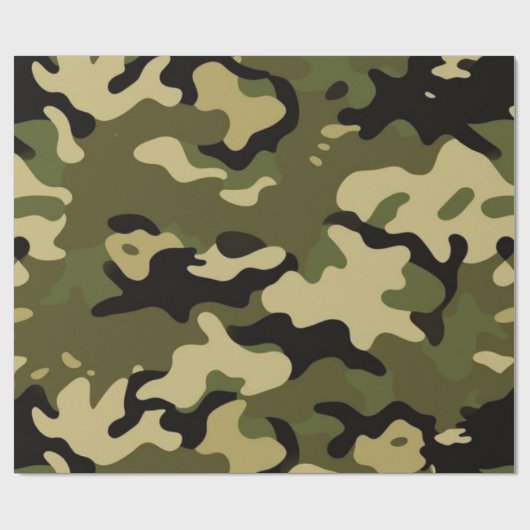 Classic Green and Brown Camouflage Wrapping Paper Geschenkpapier (Flach)
