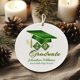 Classic Green and Gold Graduate Keramik Ornament
