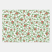 Classic Green and Red Christmas Holly Pattern Geschenkpapier Set (Vorderseite)