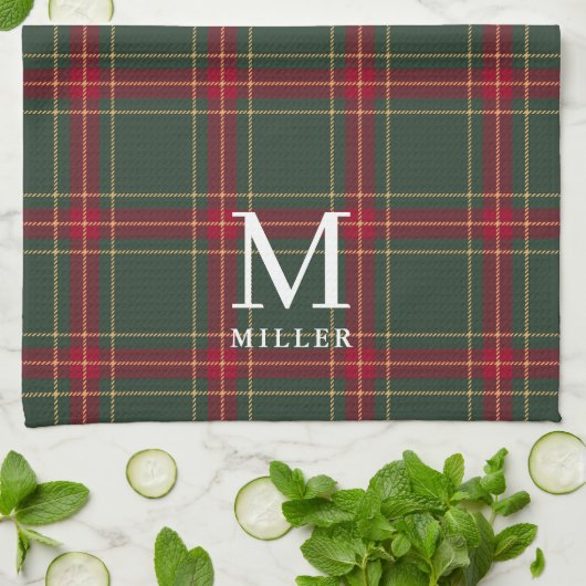 Classic Green and Red Tartan Plaid Christmas Geschirrtuch (Gefaltet)