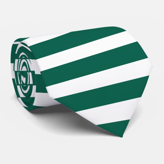Classic Green And White Horizontal Striped Krawatte (Gerollt)