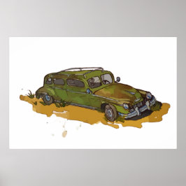Classic Green Antique Sedan Poster
