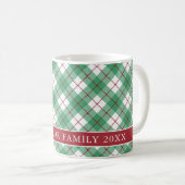 Classic Green Argyle Plaid Preppy Family Name Kaffeetasse (VorderseiteRechts)