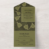 Classic Green Art Nouveau Wedding All In One Einladung (Innen Boden)