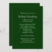 Classic Green Bar Mitzvah Einladung (Vorne/Hinten)