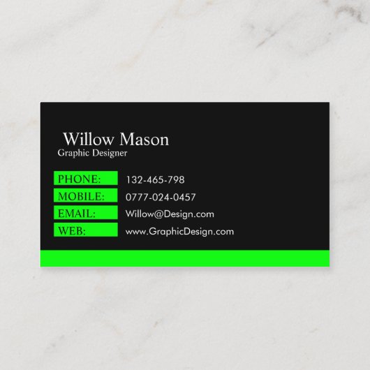 Classic Green Black Beruflich - Visitenkarte (Rückseite)