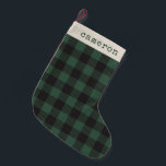 Classic Green Black Buffalo Tartan Karierter Name Kleiner Weihnachtsstrumpf<br><div class="desc">Classic Green Black Buffalo Tartan Kariert Vintag mit Name Christmas Strumpf</div>