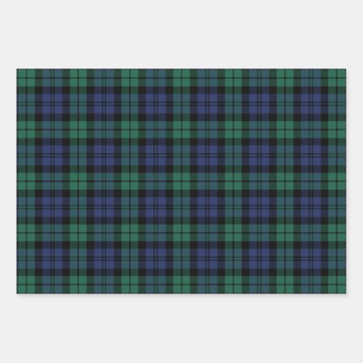 Classic Green Blue Black Watch Kariert Weihnachten Geschenkpapier Set (Vorderseite)