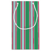 Classic Green Blue Weihnachtsgestreichte Geschenkt Kleine Geschenktüte (Rückseite)