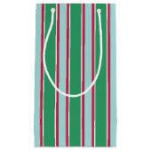 Classic Green Blue Weihnachtsgestreichte Geschenkt Kleine Geschenktüte (Vorderseite)