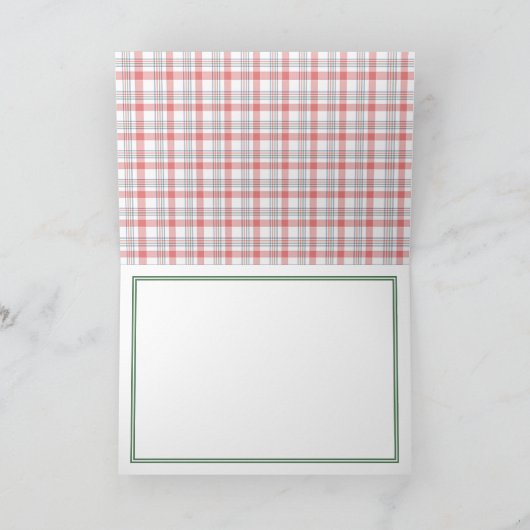 Classic Green Blue White Kariert Pattern Urlaub Karte (Innenseite)