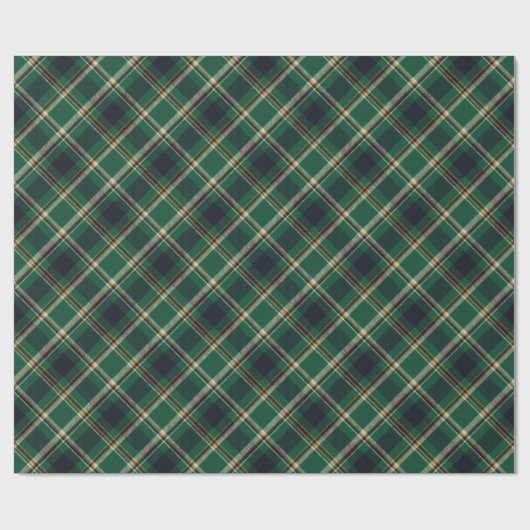 Classic Green Blue Yellow Plaid Pattern Holiday Geschenkpapier (Flach)