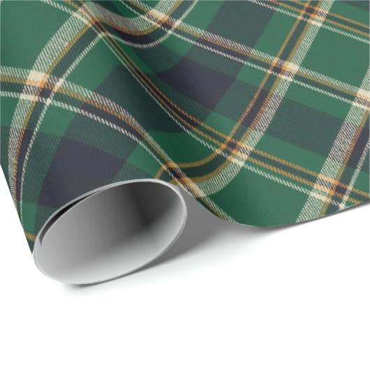 Classic Green Blue Yellow Plaid Pattern Holiday Geschenkpapier (Rolleneckpunkt)