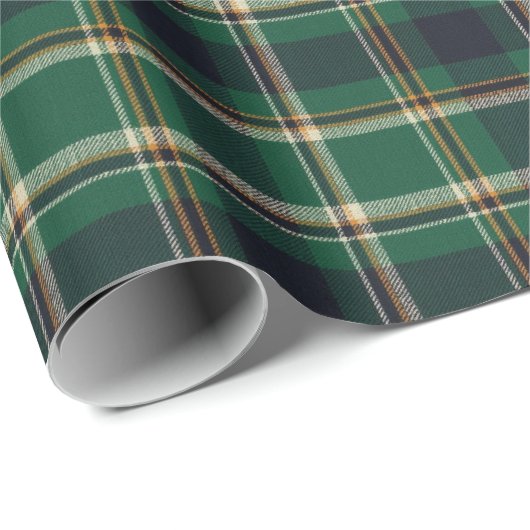 Classic Green Blue Yellow Plaid Pattern Holiday Geschenkpapier (Rolleneckpunkt)