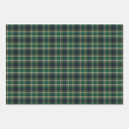 Classic Green Blue Yellow Plaid Pattern Holiday Geschenkpapier Set (Vorderseite 3)