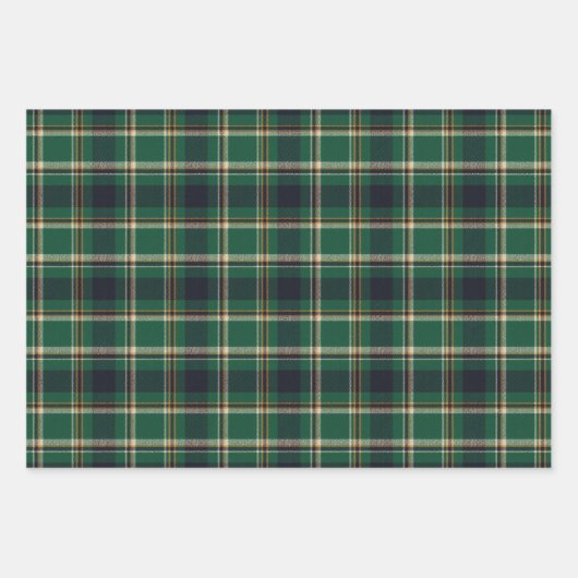 Classic Green Blue Yellow Plaid Pattern Holiday Geschenkpapier Set (Vorderseite)